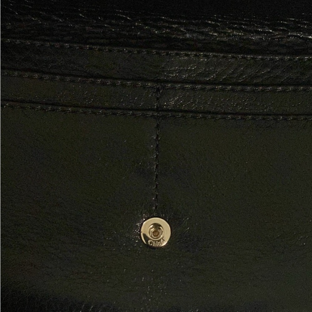 Chloe Black Leather Wallet with Gold Accents - Picture 2 of 8